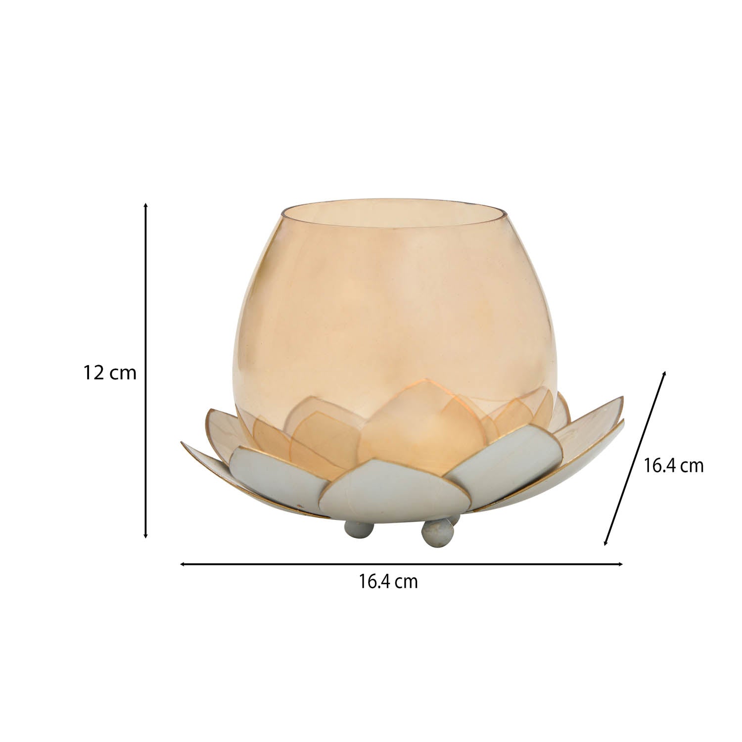 Decorative Lotus Votive Candle Stand- Pearl Gold