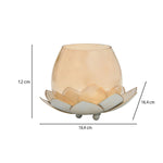 Decorative Lotus Votive Candle Stand- Pearl Gold