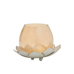 Decorative Lotus Votive Candle Stand- Pearl Gold