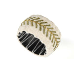 Palm Tree Embroidery Napkin Rings Set of 4- Beige and Brown