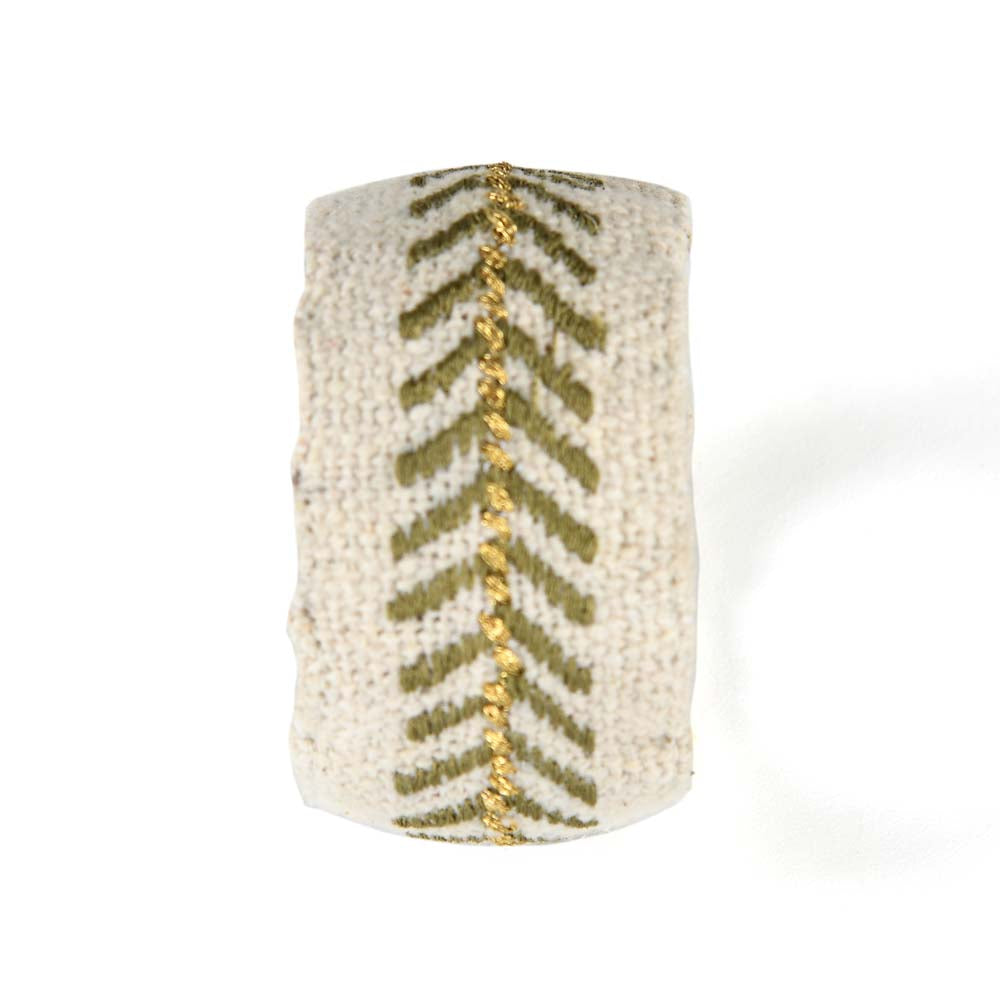 Palm Tree Embroidery Napkin Rings Set of 4- Beige and Brown