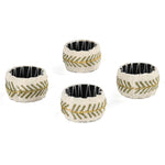 Palm Tree Embroidery Napkin Rings Set of 4- Beige and Brown