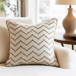 Zigzag Pattern Cushion Cover- Beige and Gold