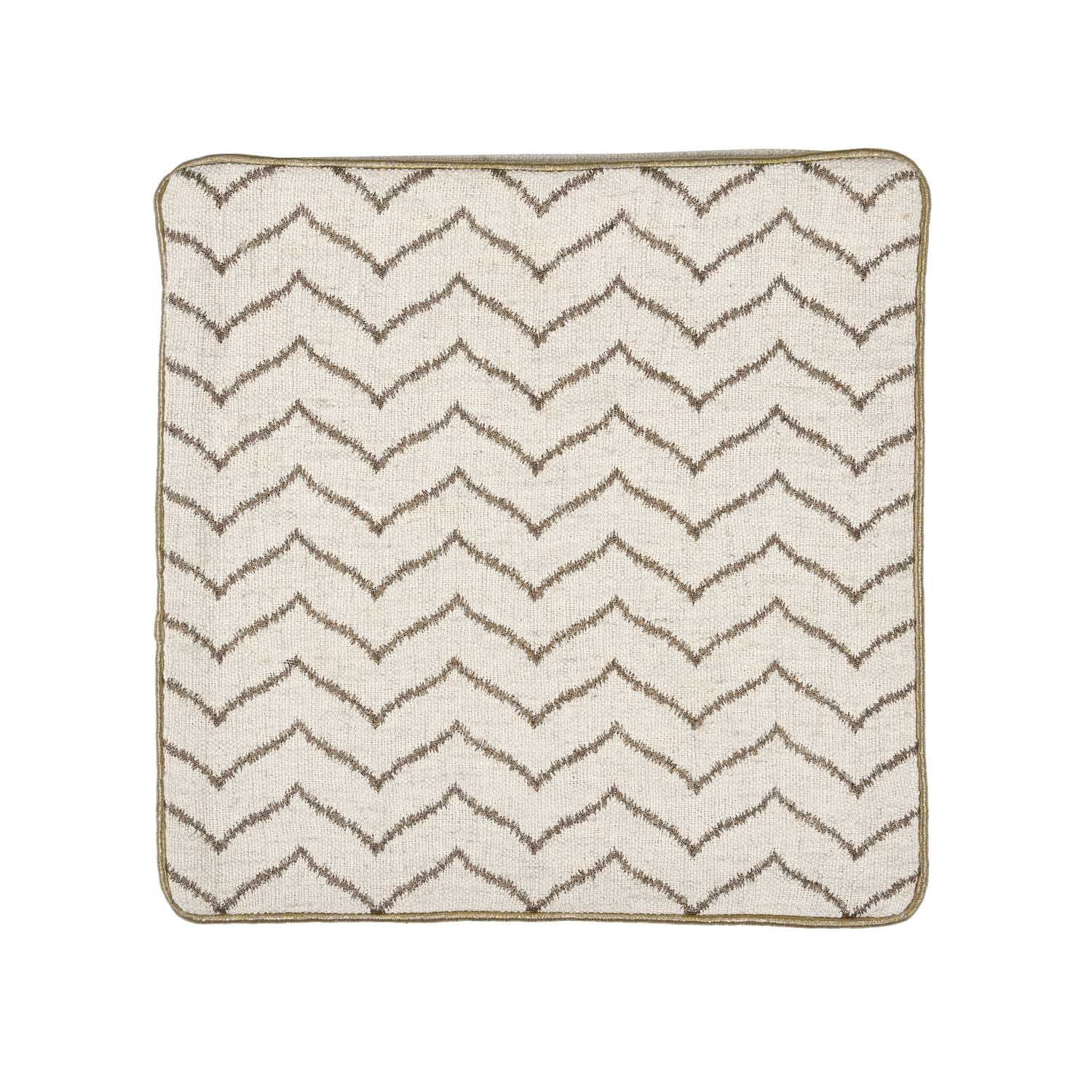 Zigzag Pattern Cushion Cover- Beige and Gold