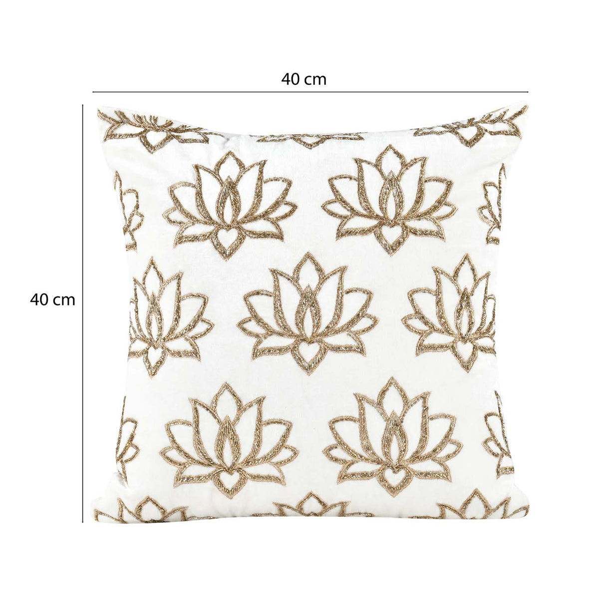 Multi Lotus Pattern Fabric Cushion Cover- Off-white