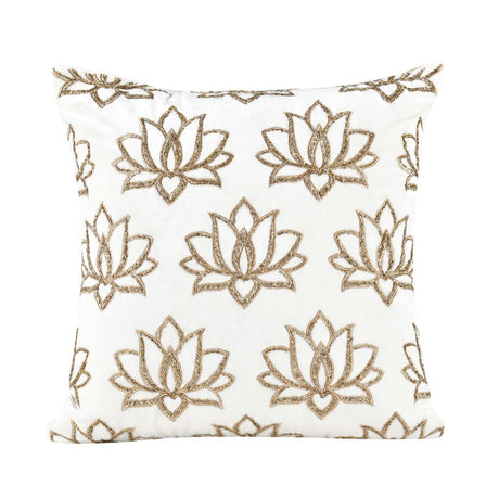 Multi Lotus Pattern Fabric Cushion Cover- Off-white