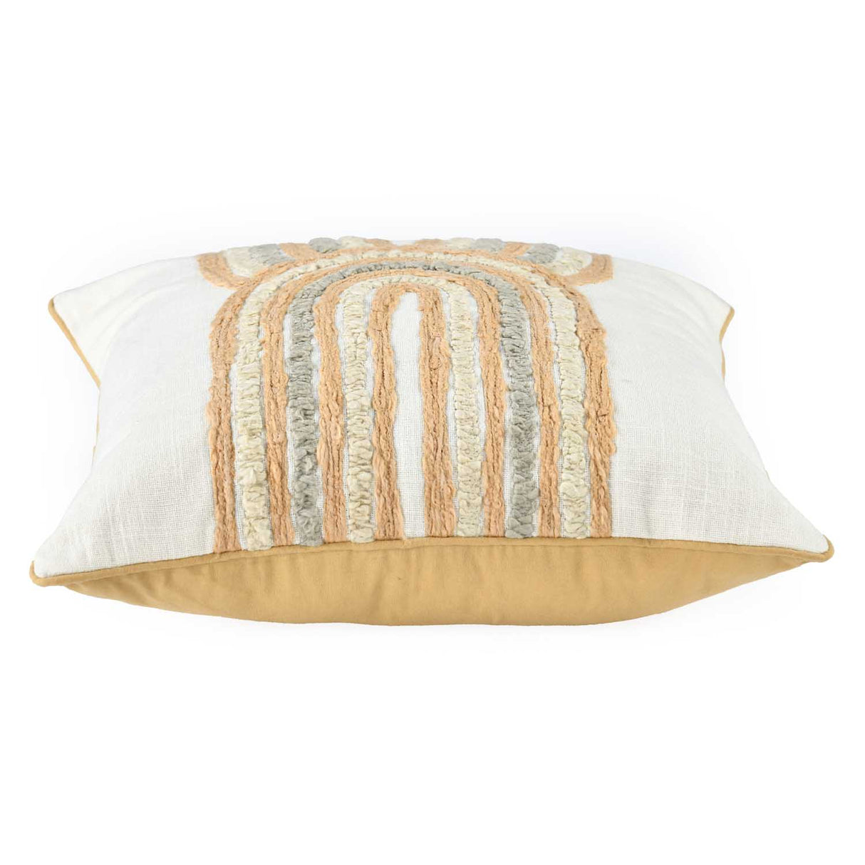 Dual Arch Cotton Cushion Cover- Beige and Grey