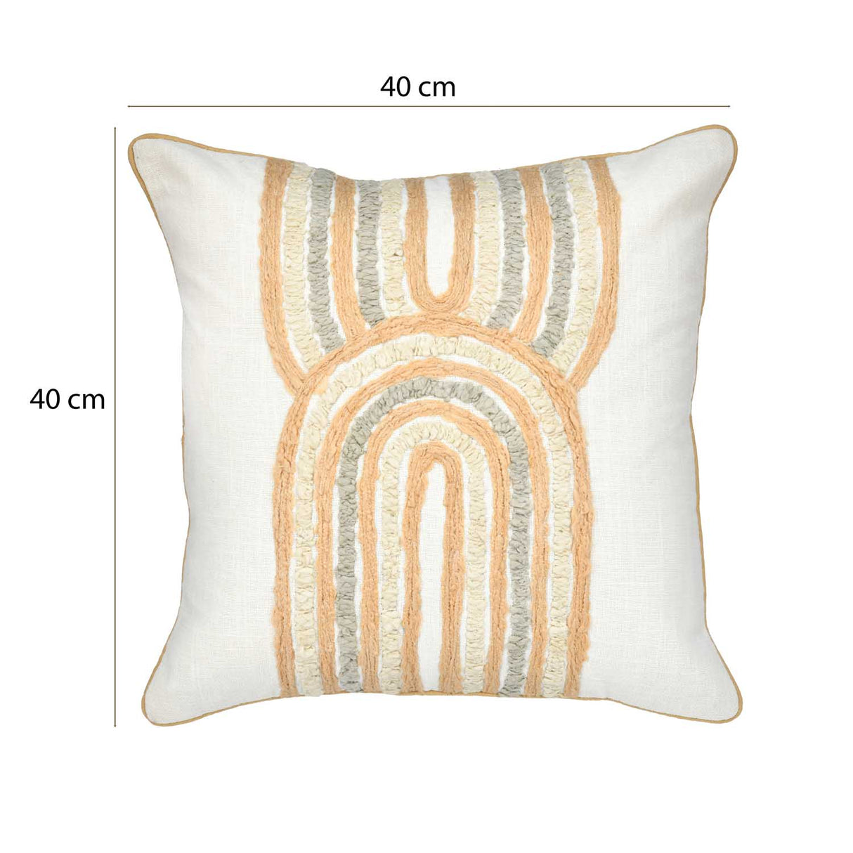 Dual Arch Cotton Cushion Cover- Beige and Grey