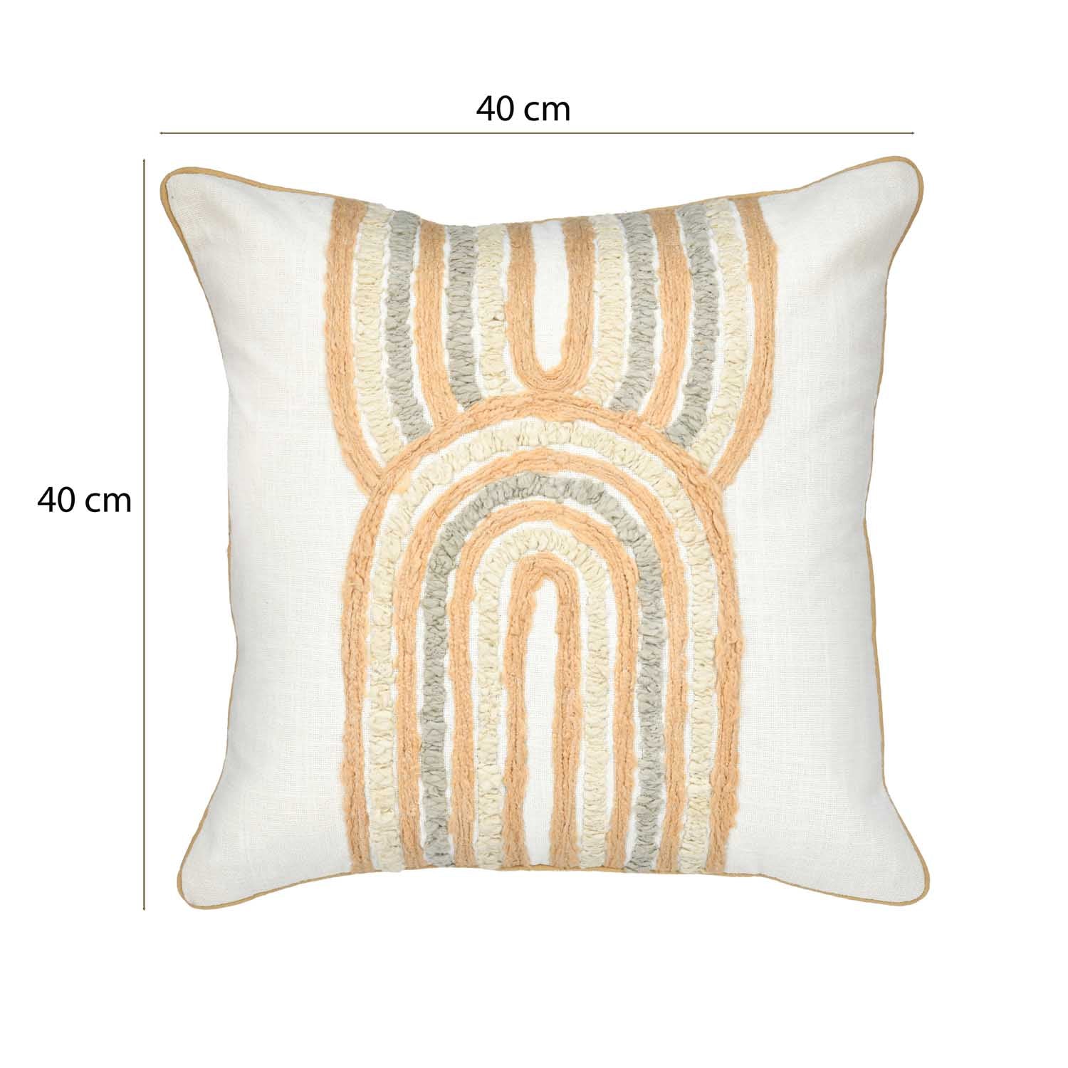 Dual Arch Cotton Cushion Cover- Beige and Grey
