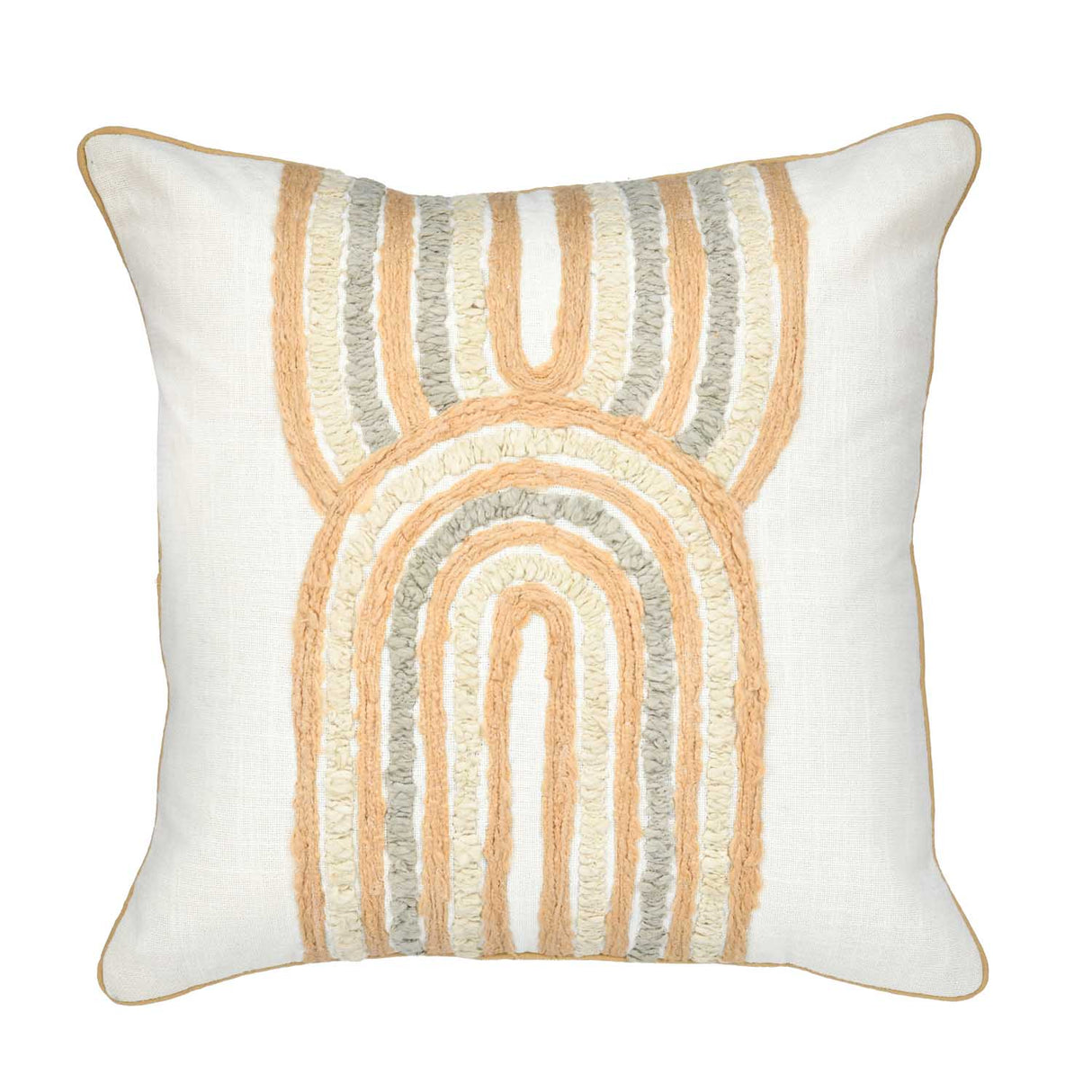 Dual Arch Cotton Cushion Cover- Beige and Grey