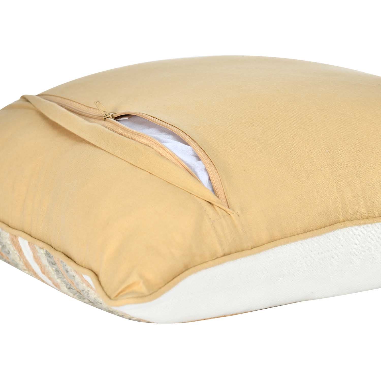 Dual Arch Cotton Cushion Cover- Beige and Grey