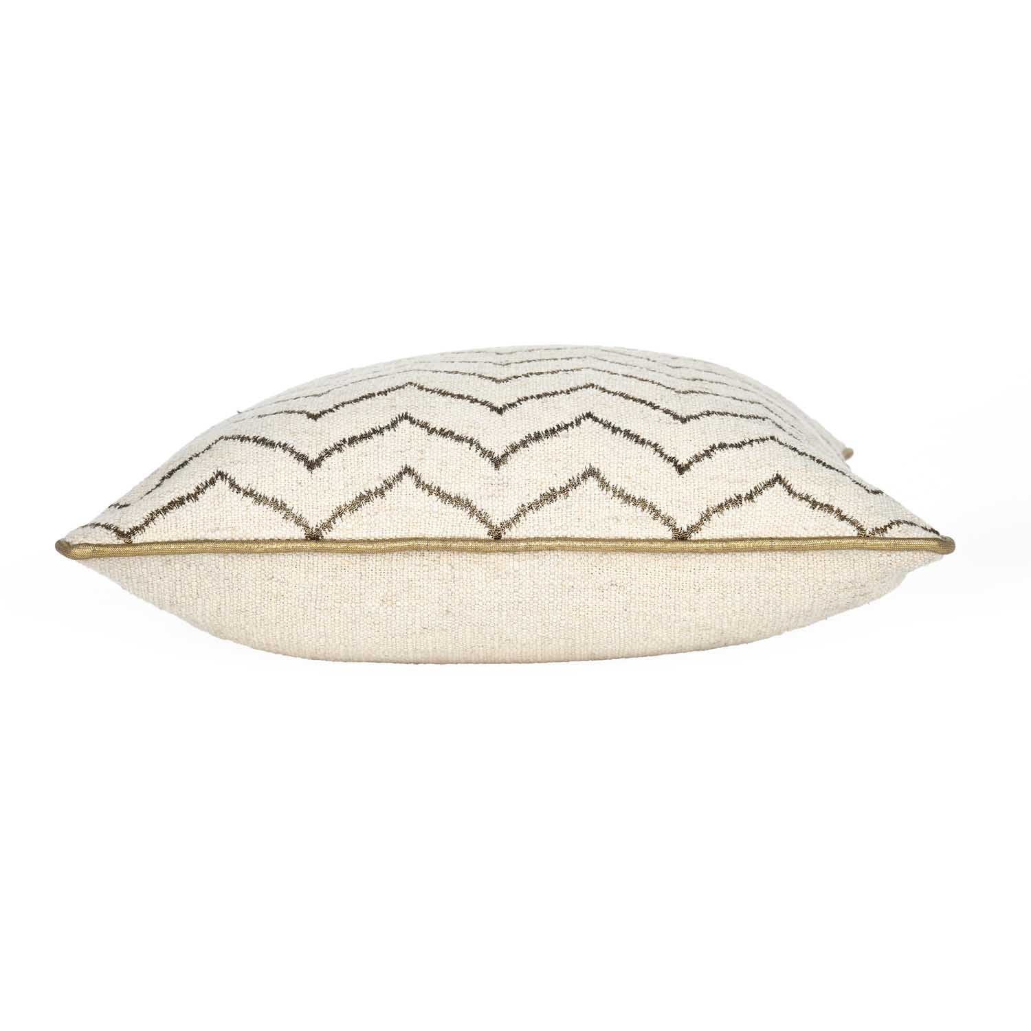 Zigzag Pattern Cushion Cover- Beige and Gold