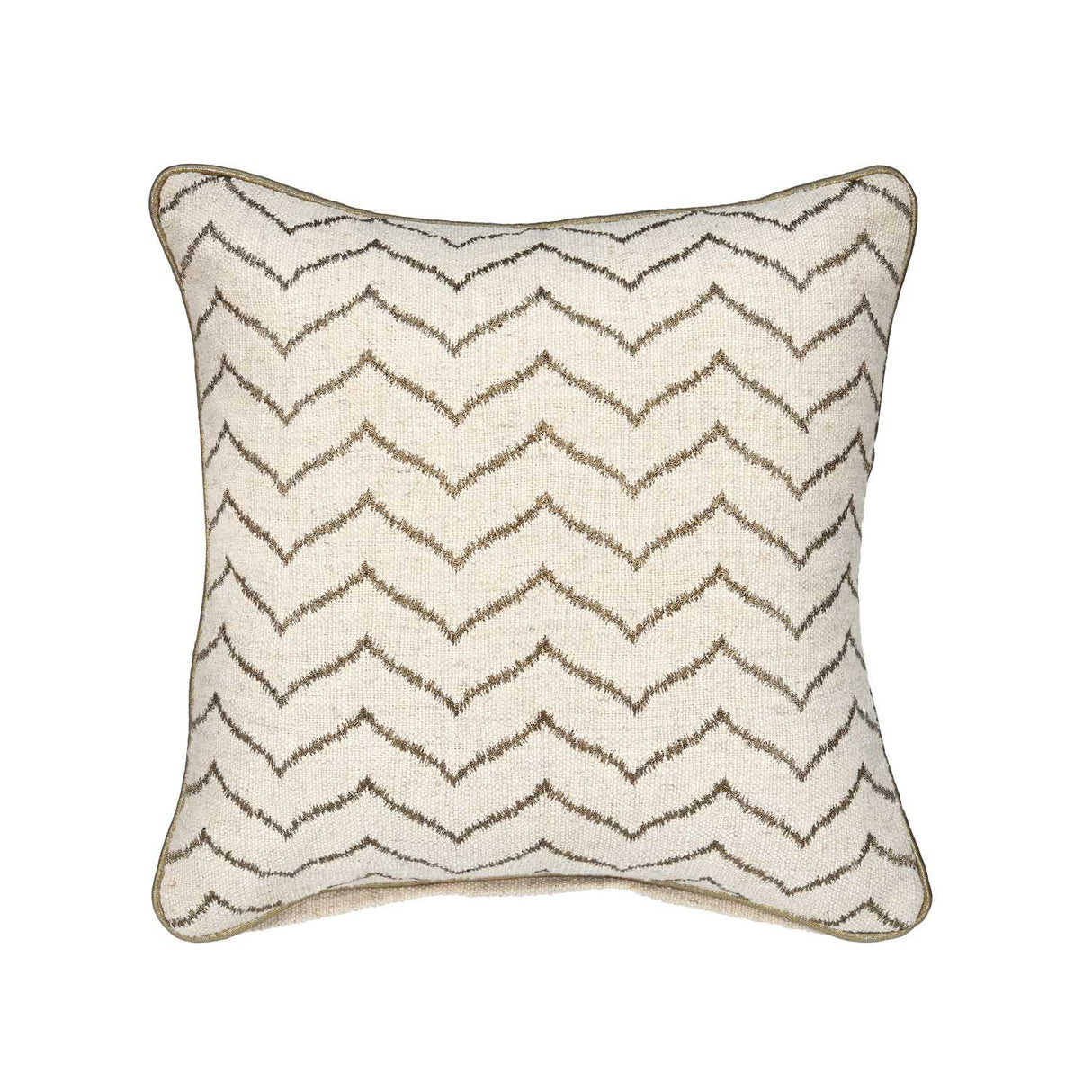 Zigzag Pattern Cushion Cover- Beige and Gold