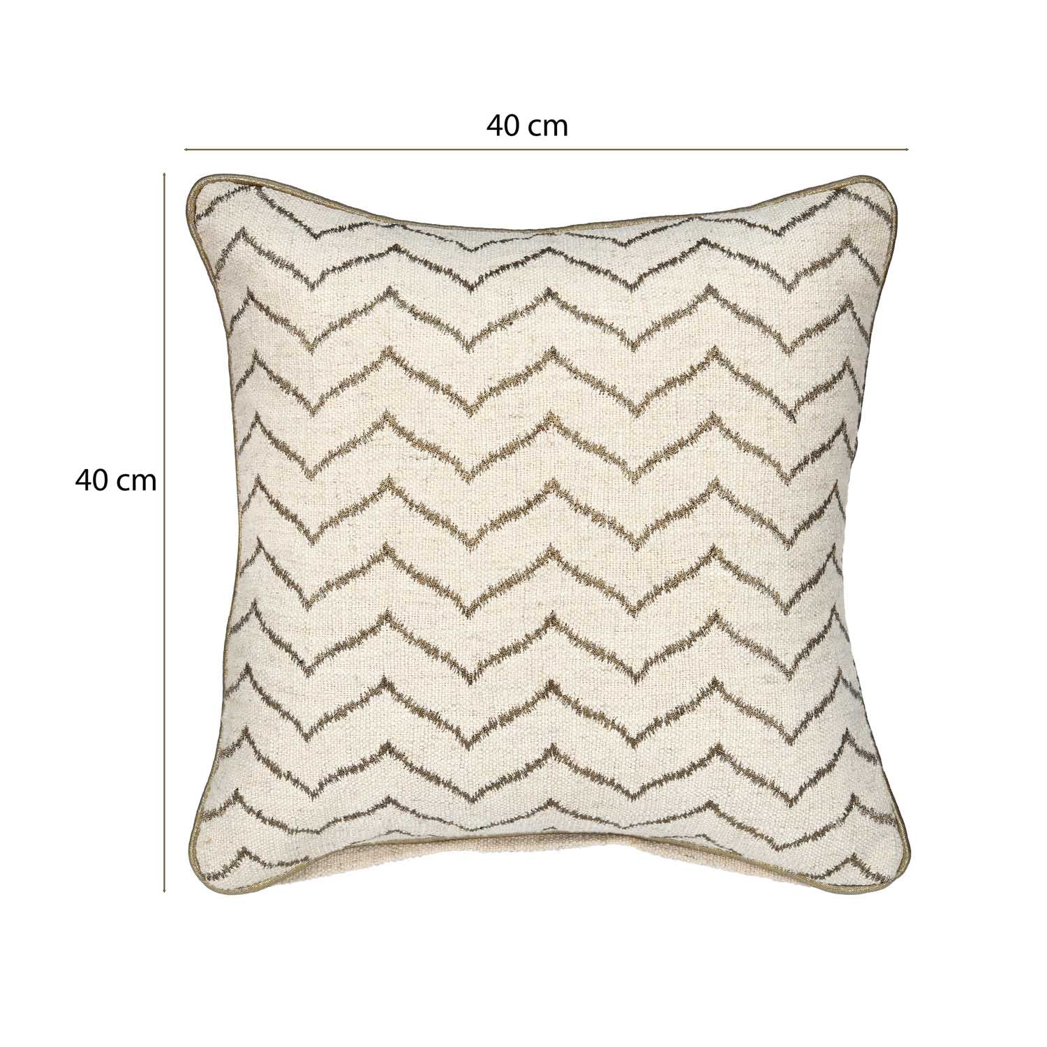 Zigzag Pattern Cushion Cover- Beige and Gold