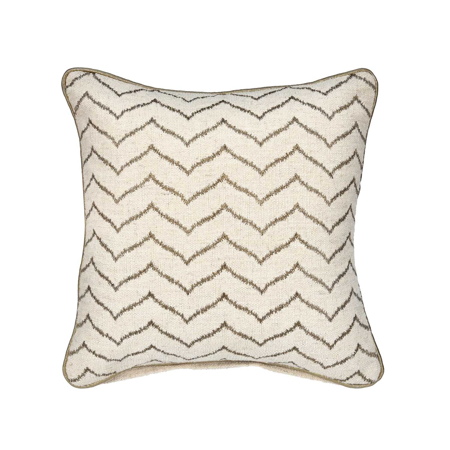 Zigzag Pattern Cushion Cover- Beige and Gold