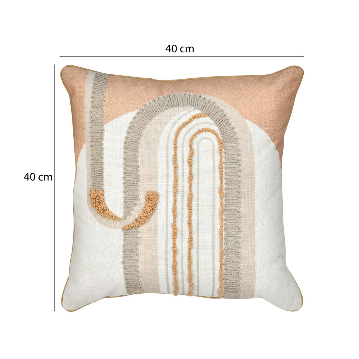 Tufting Arch Cotton Cushion Cover- Beige and Grey