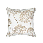 Multi Lotus Bloom Pattern Fabric Cushion Cover- Off-white