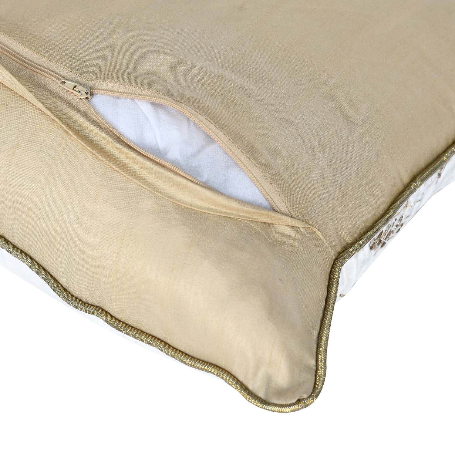 Multi Lotus Bloom Pattern Fabric Cushion Cover- Off-white