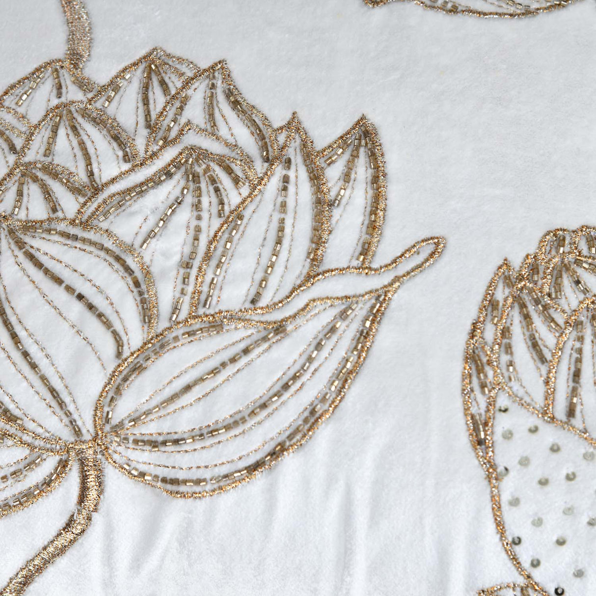 Multi Lotus Bloom Pattern Fabric Cushion Cover- Off-white