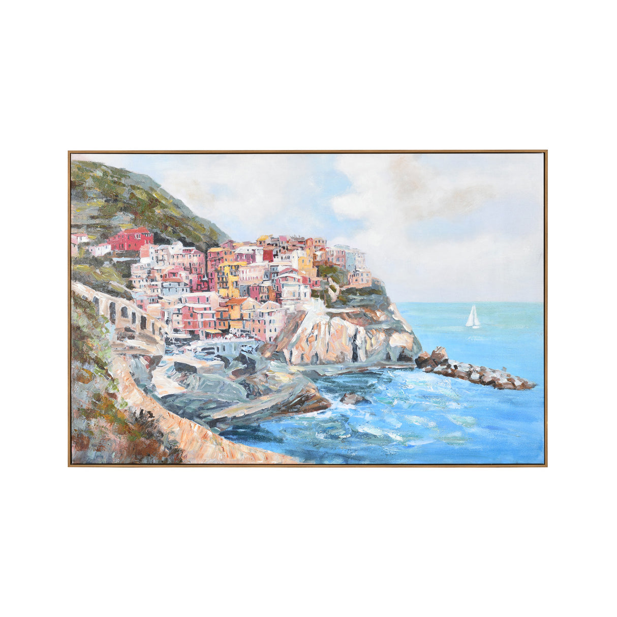 Cinque Terre Island Canvas Wall Painting (Multicolor)
