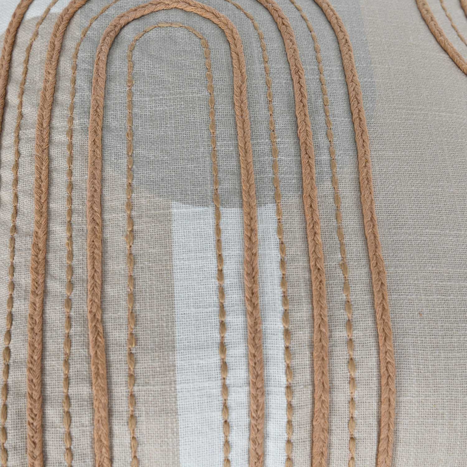 Dual Line Arch Cotton Cushion Cover- Beige and Grey