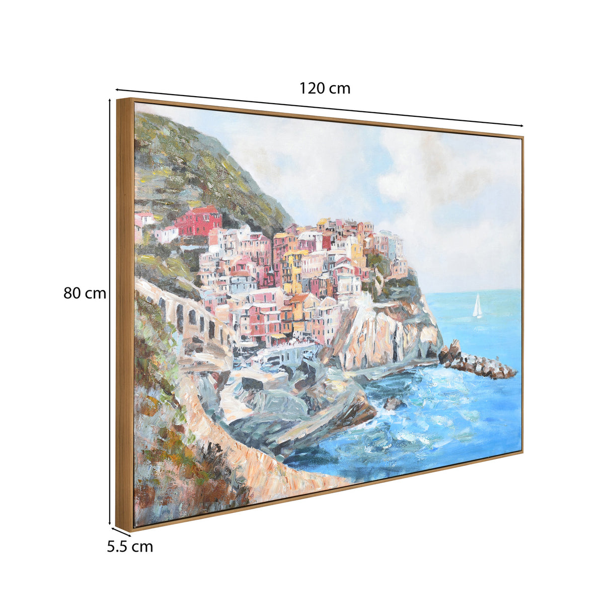 Cinque Terre Island Canvas Wall Painting (Multicolor)