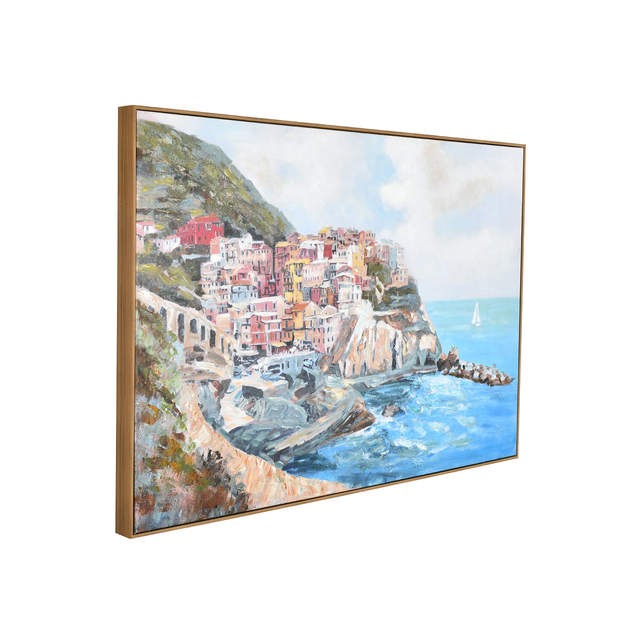 Cinque Terre Island Canvas Wall Painting (Multicolor)