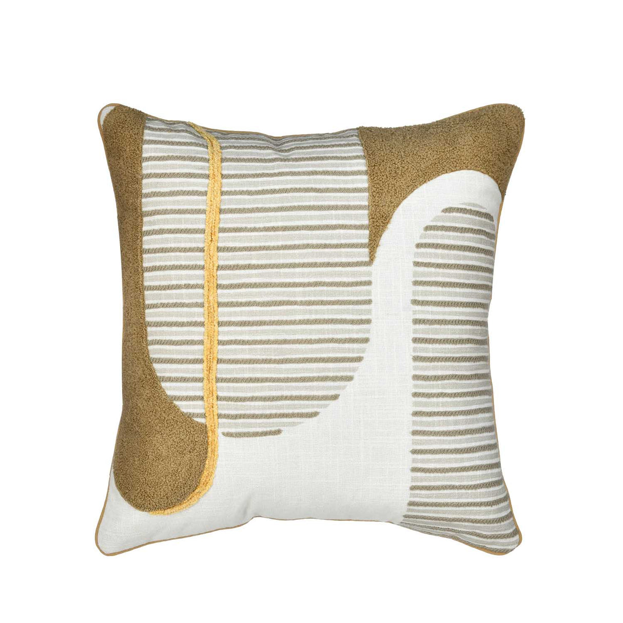 Strip Arch Cotton Cushion Cover- Beige