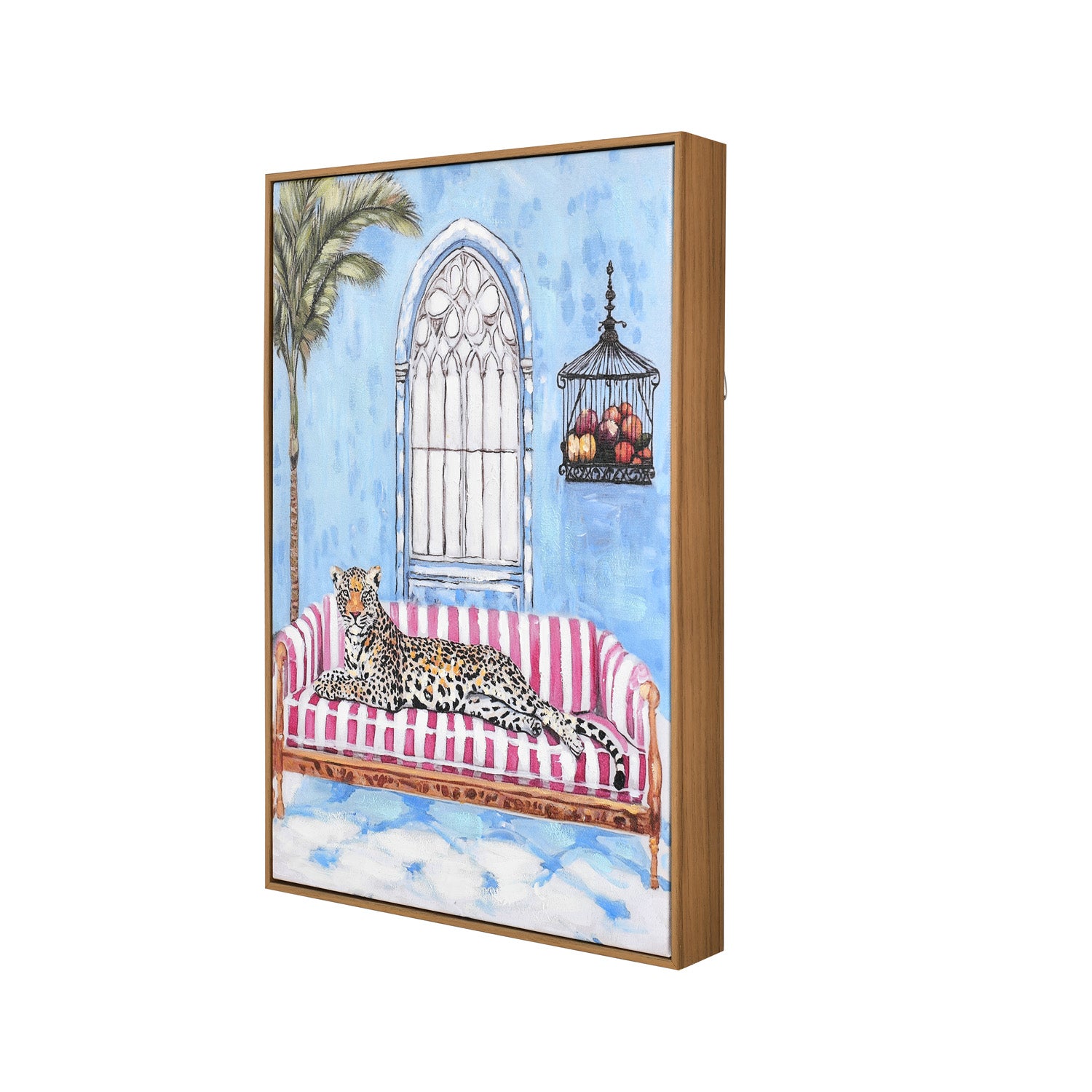 Tiger On Sofa Canvas Wall Painting (Multicolor)