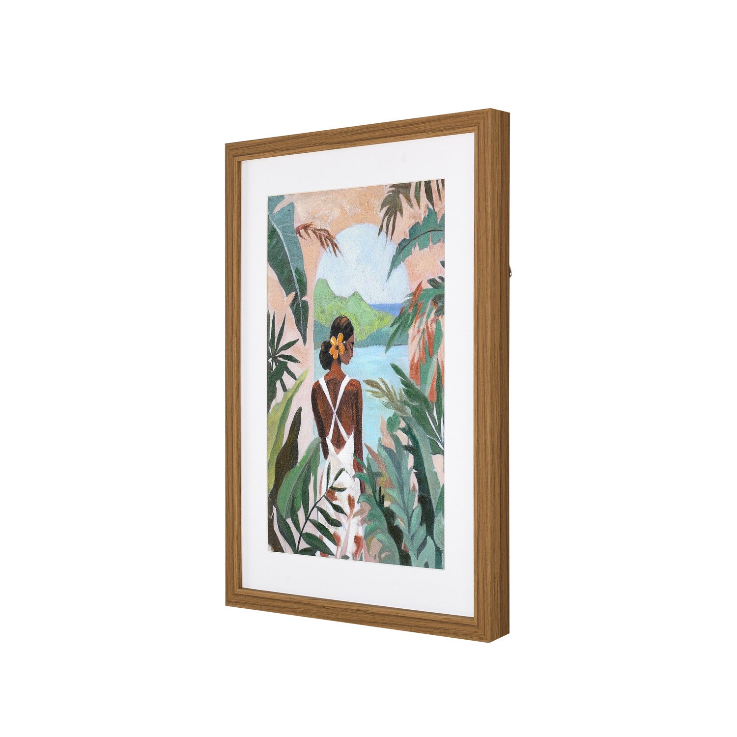 Tropical Woman Canvas Wall Painting (Green)