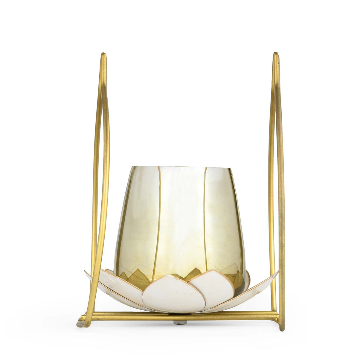 Decorative Single Lotus Votive Candle Holder- Gold