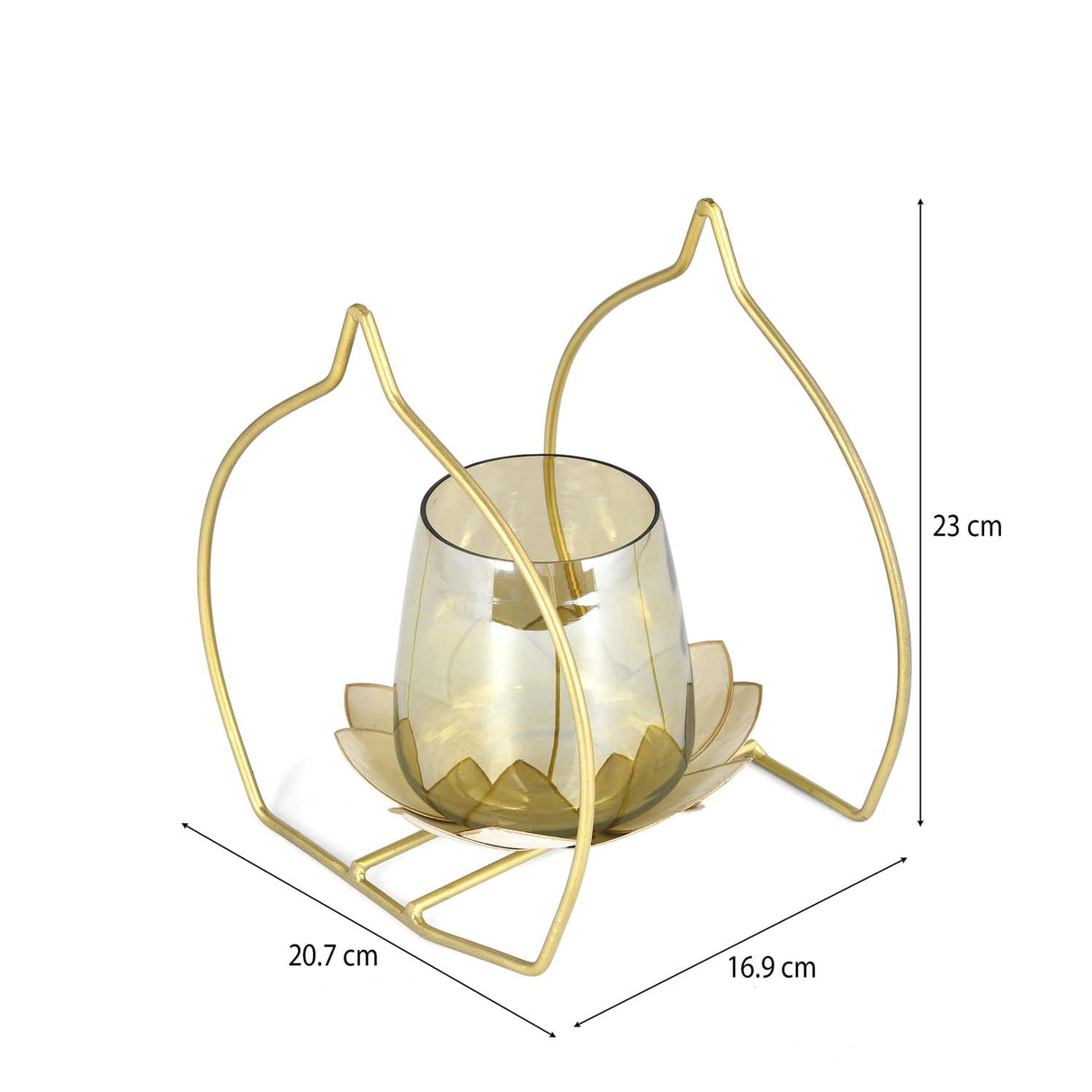 Decorative Single Lotus Votive Candle Holder- Gold