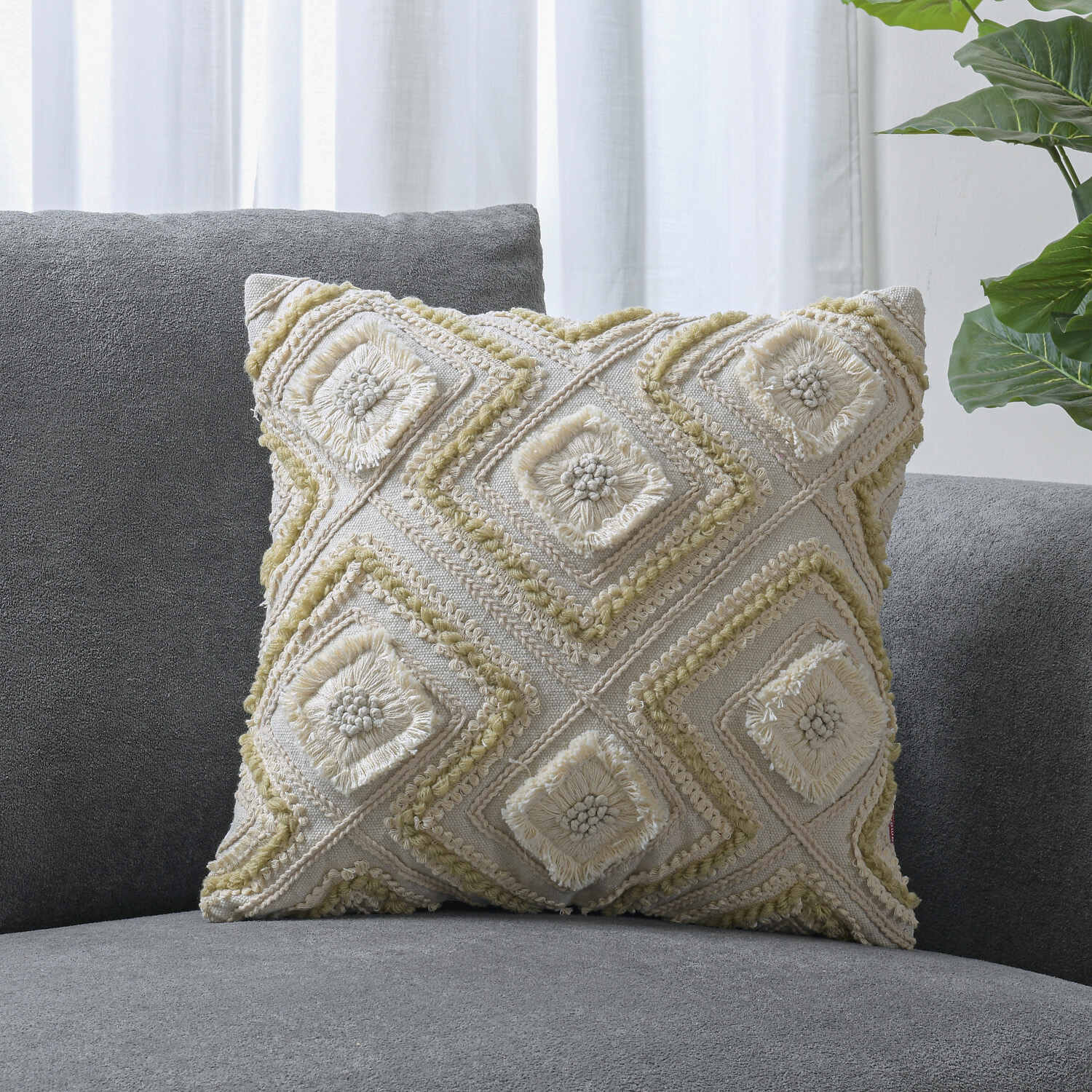 Geometric Embroidered Cotton & Polyester 16