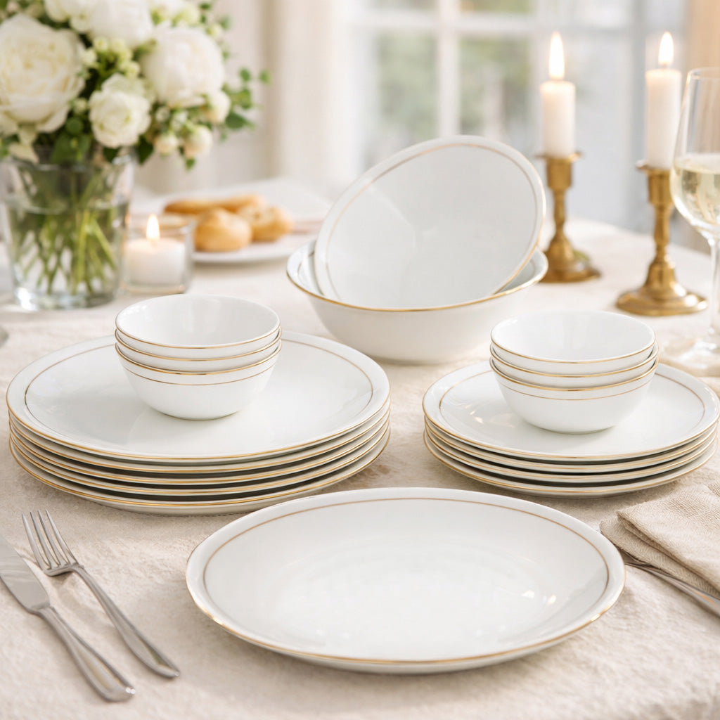 Urmi Porcelain 20 Piece Dinner Set- White