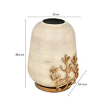 Decorative Droplet Vase with Golden Branch Small- Beige and Gold