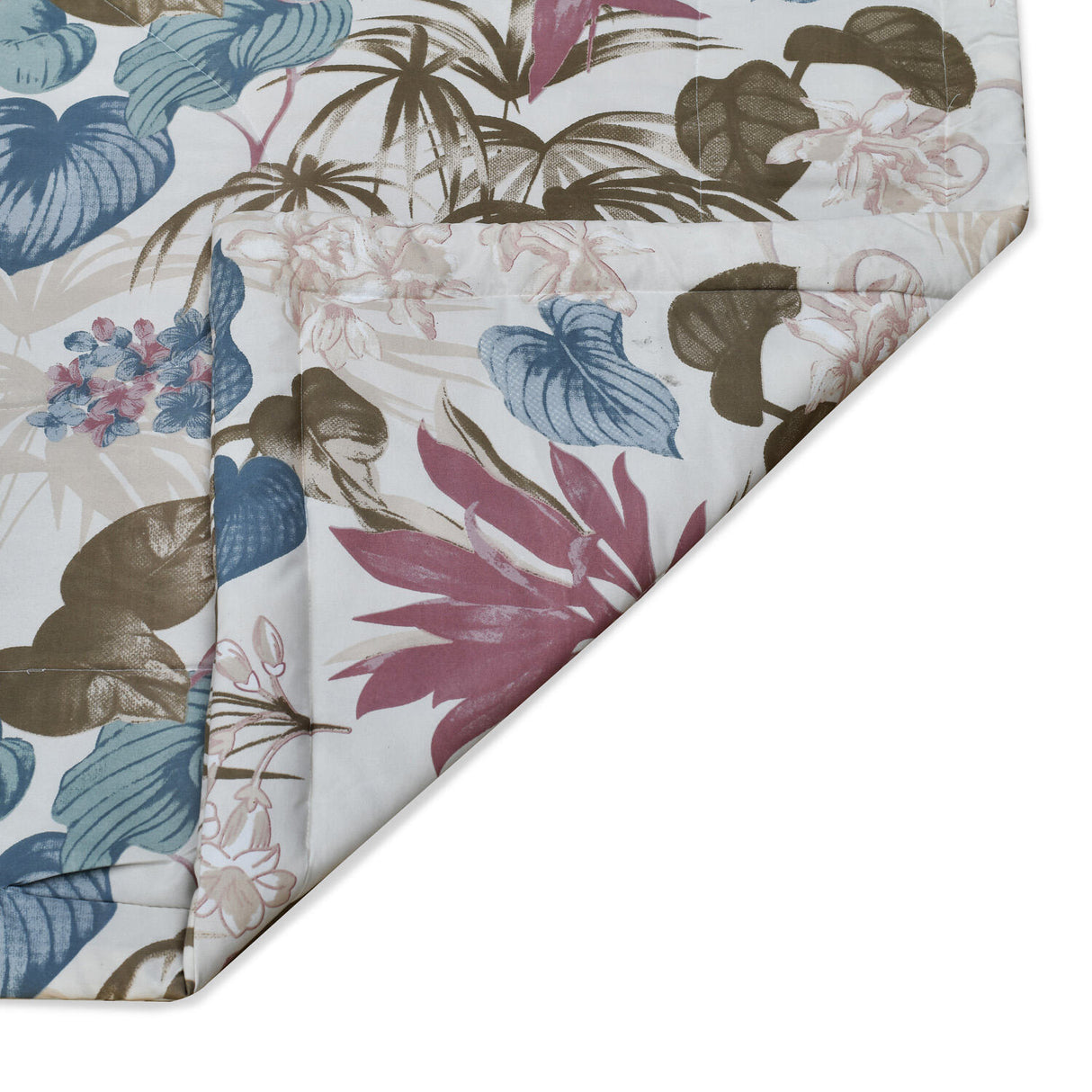 Floral 4 Pieces Polyester Double Bedding Set (Blue)