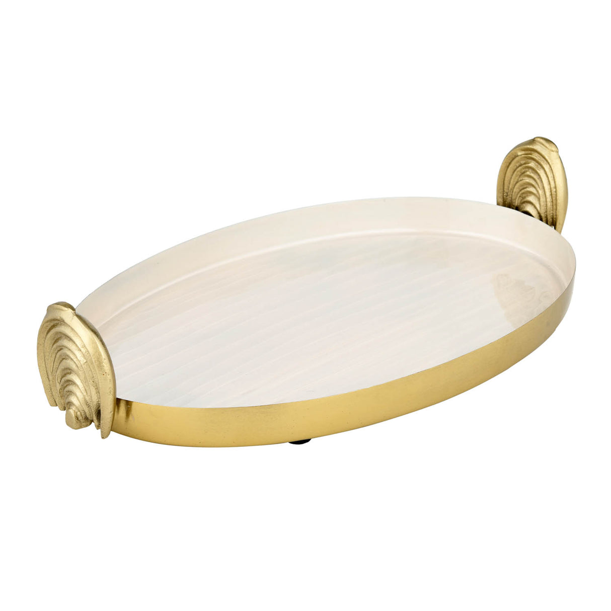 Decorative Tray with Arch Handle- Cream and Gold