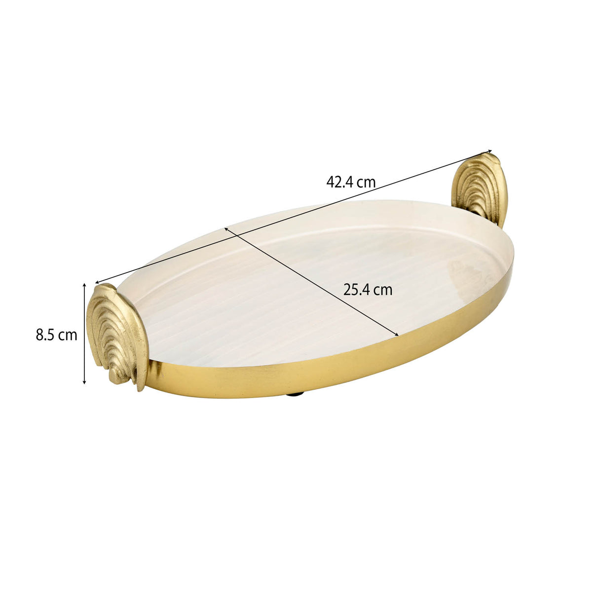 Decorative Tray with Arch Handle- Cream and Gold