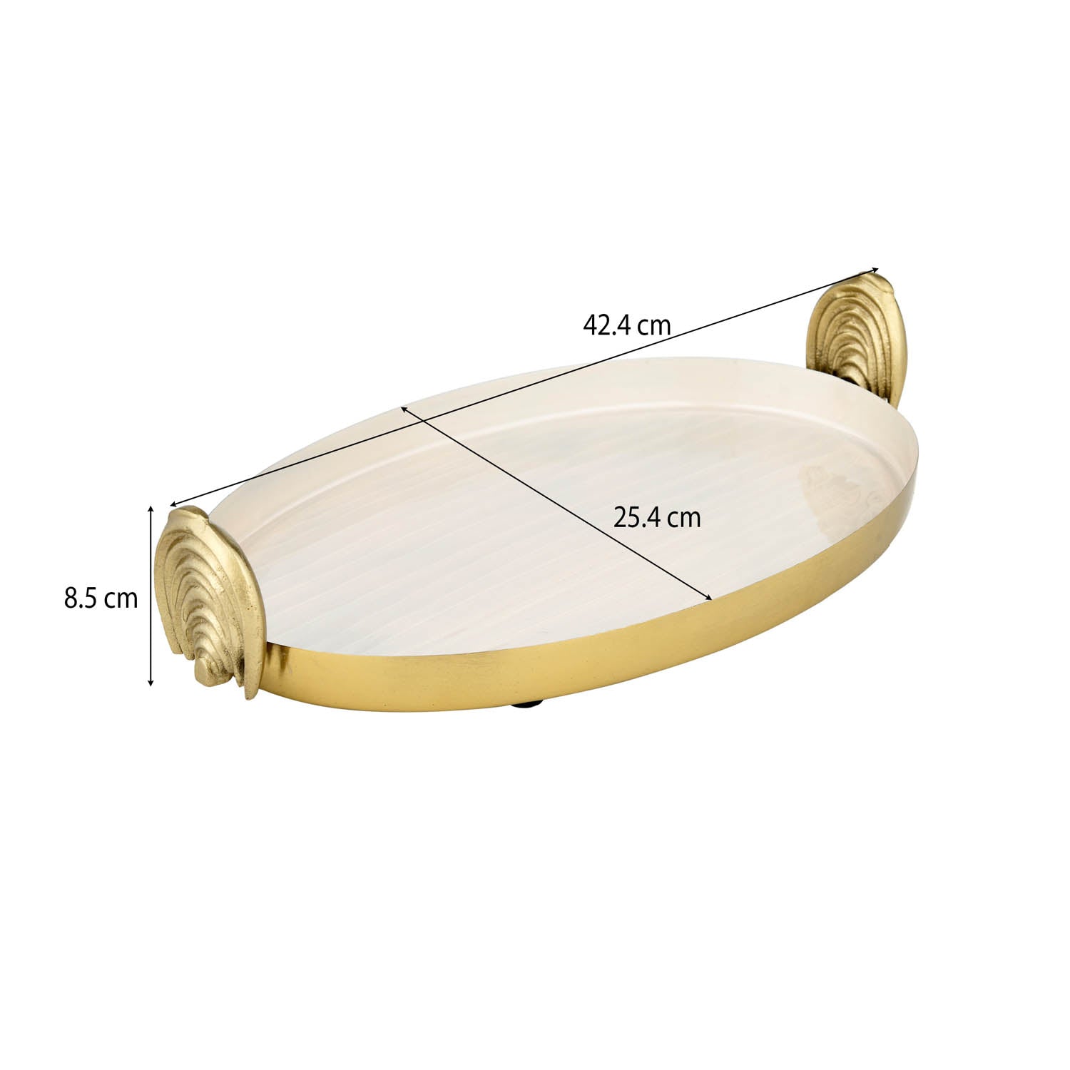 Decorative Tray with Arch Handle- Cream and Gold