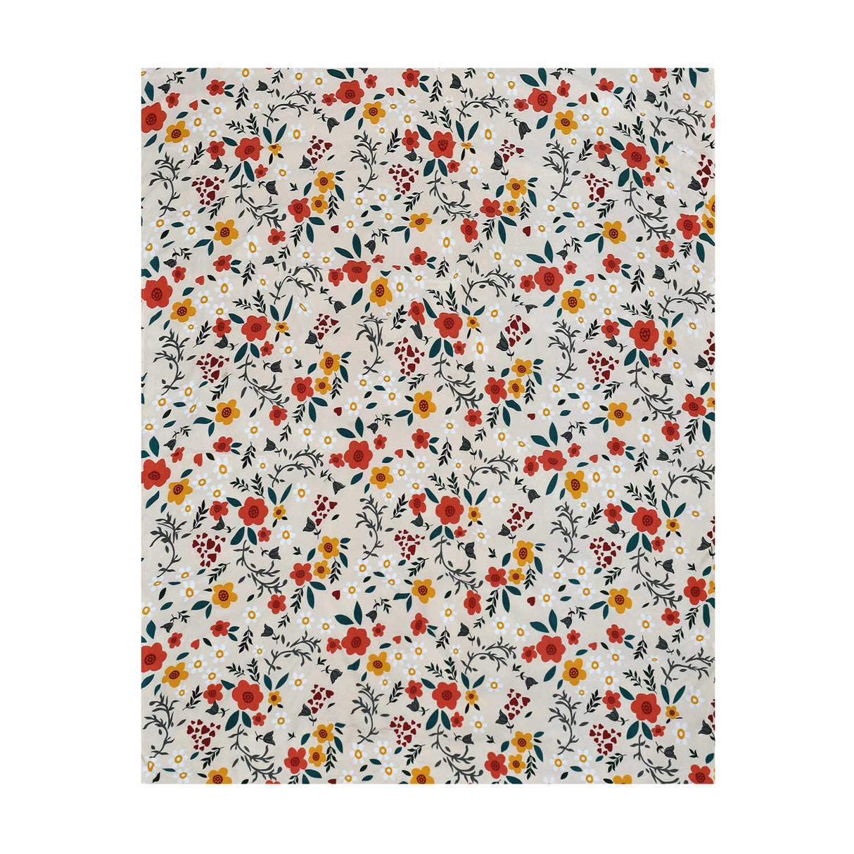 Floral 4 Pieces Polyester Double Bedding Set (Multicolor)