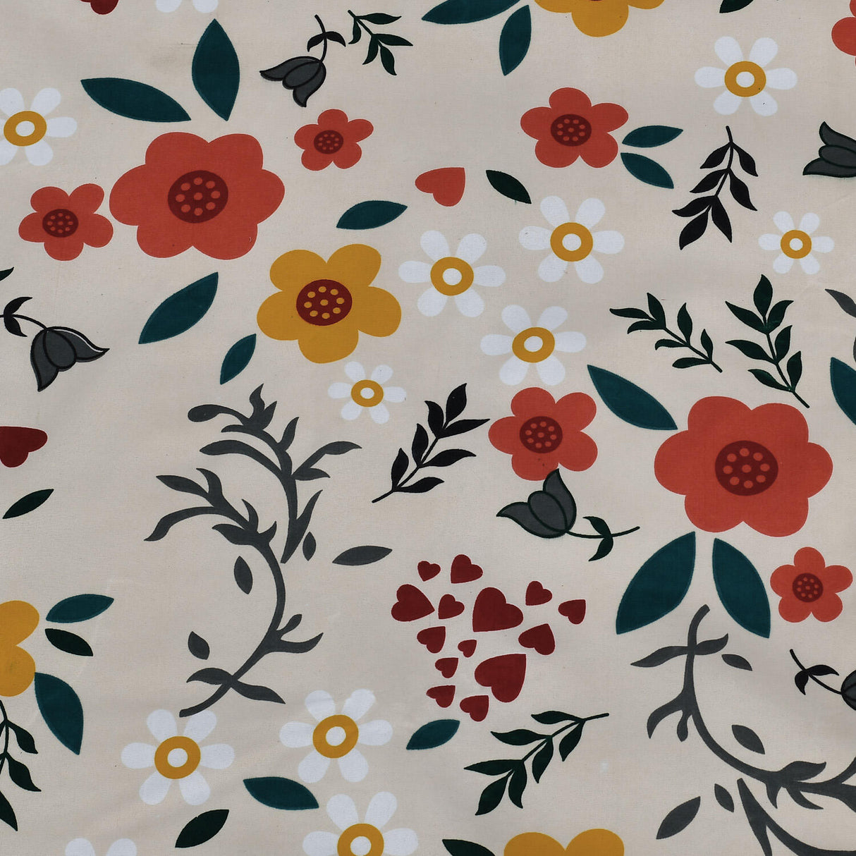 Floral 4 Pieces Polyester Double Bedding Set (Multicolor)