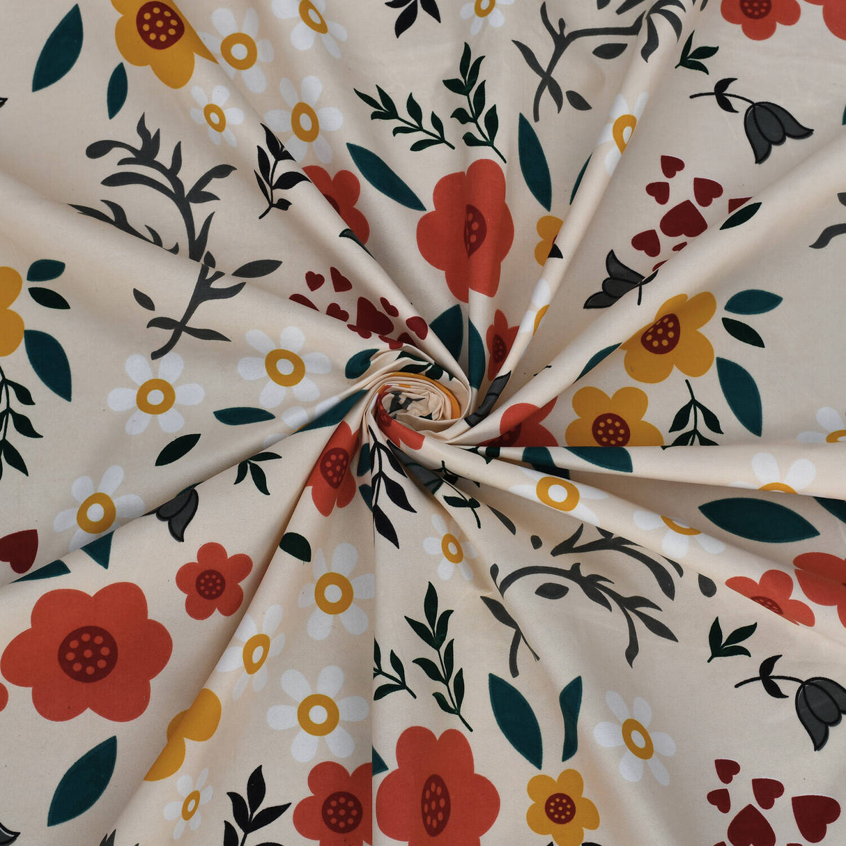 Floral 4 Pieces Polyester Double Bedding Set (Multicolor)