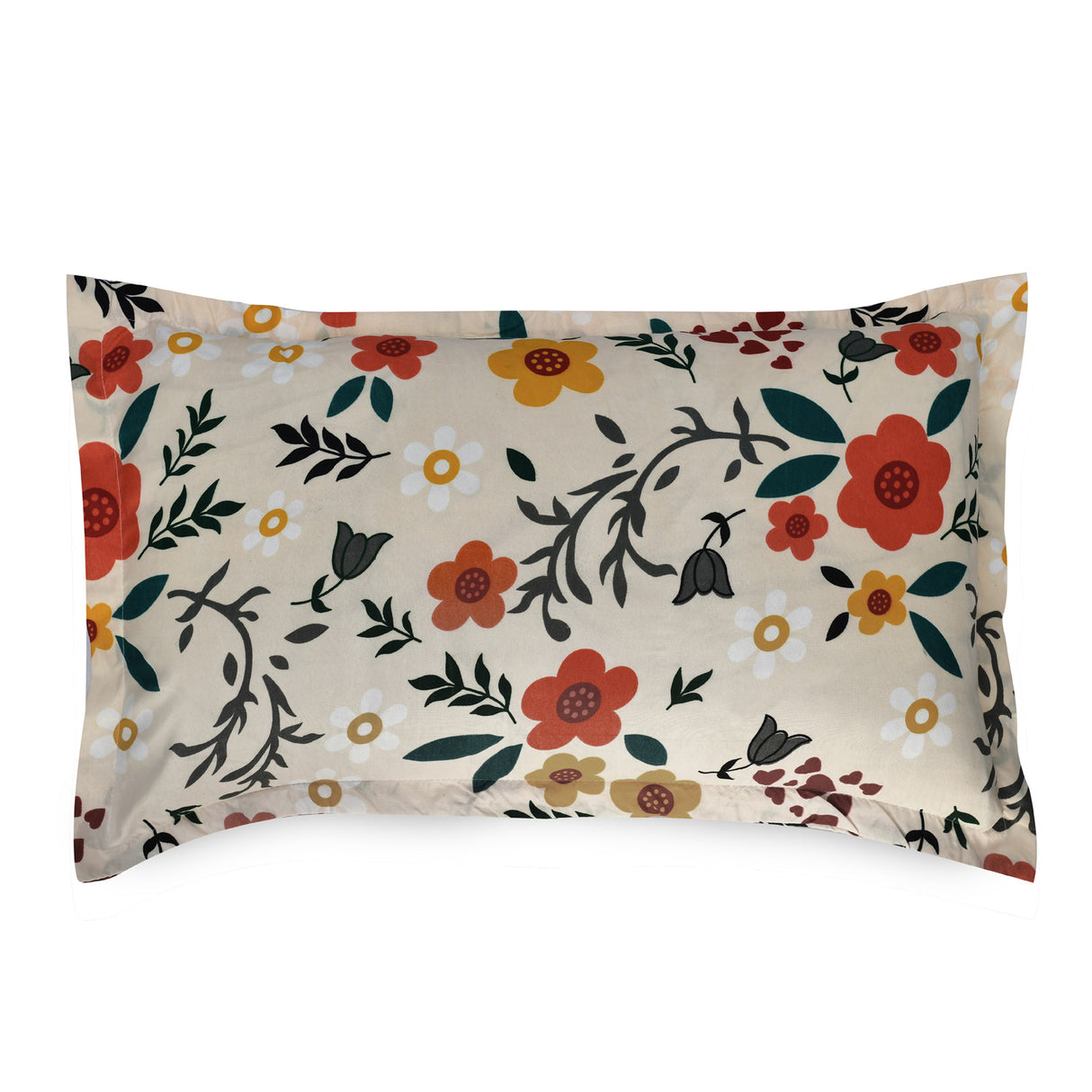 Floral 4 Pieces Polyester Double Bedding Set (Multicolor)