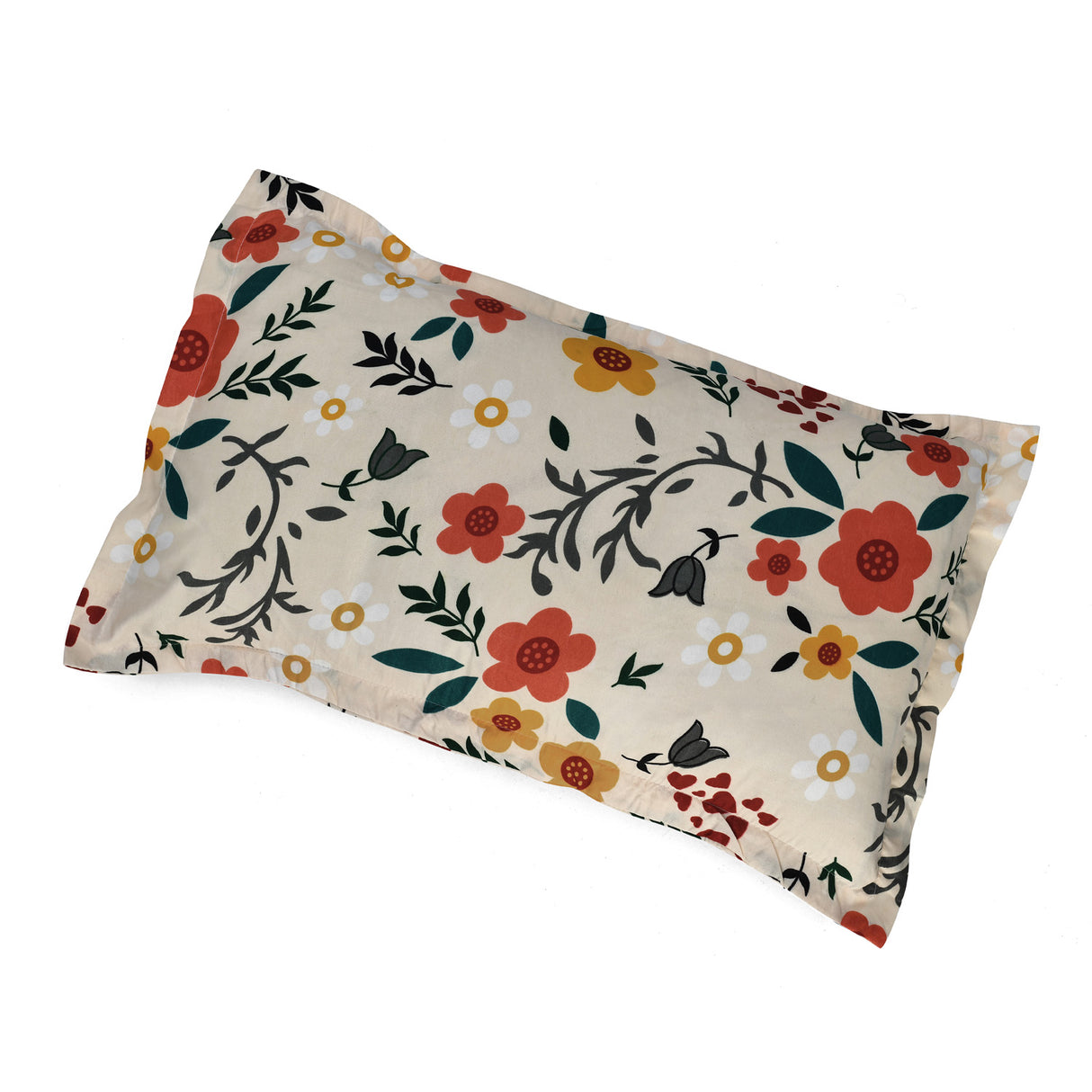 Floral 4 Pieces Polyester Double Bedding Set (Multicolor)