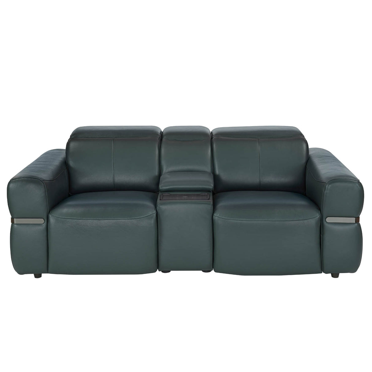 Castel 2 Seater Leather Electric Sofa Recliner with Storage Console- Green