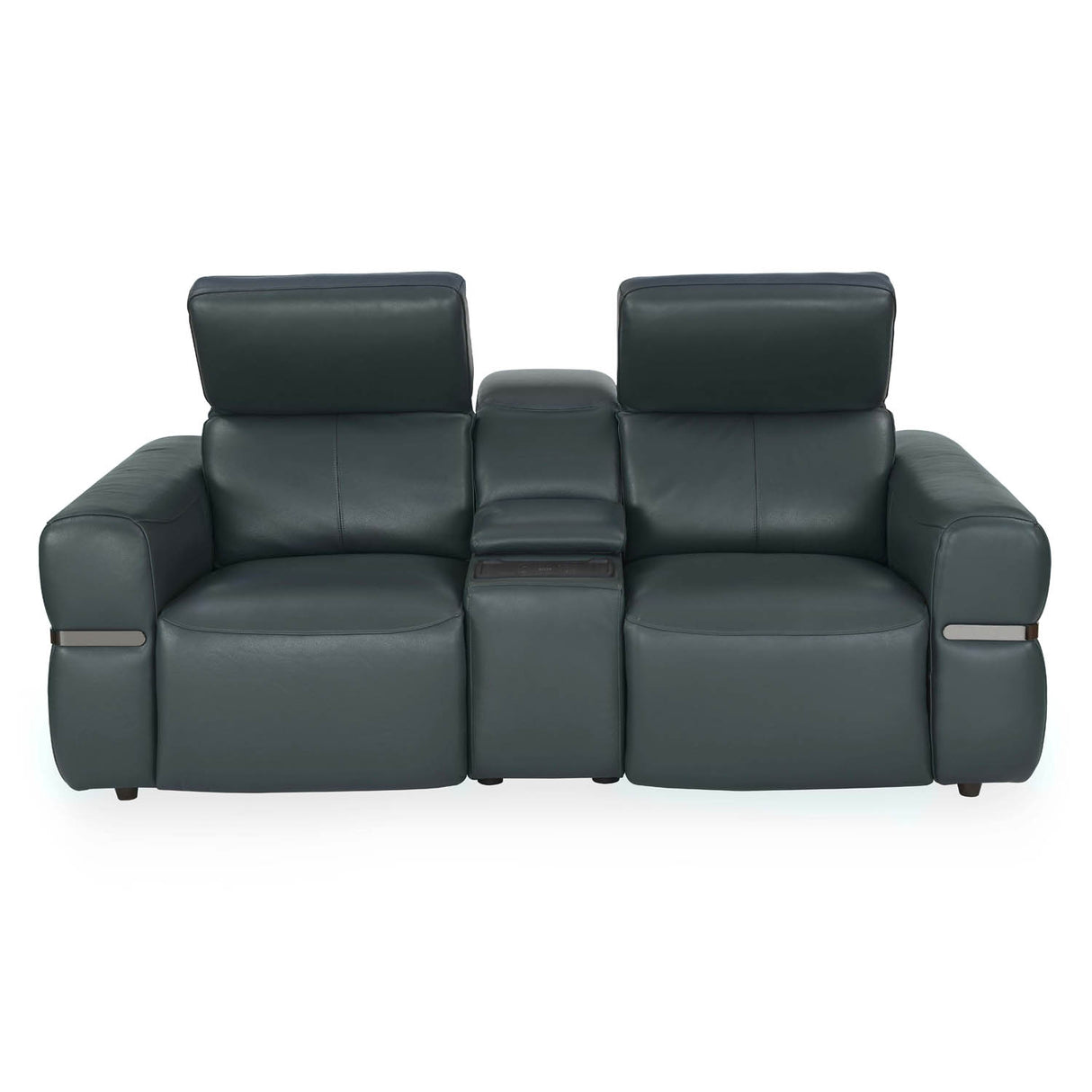 Castel 2 Seater Leather Electric Sofa Recliner with Storage Console- Green