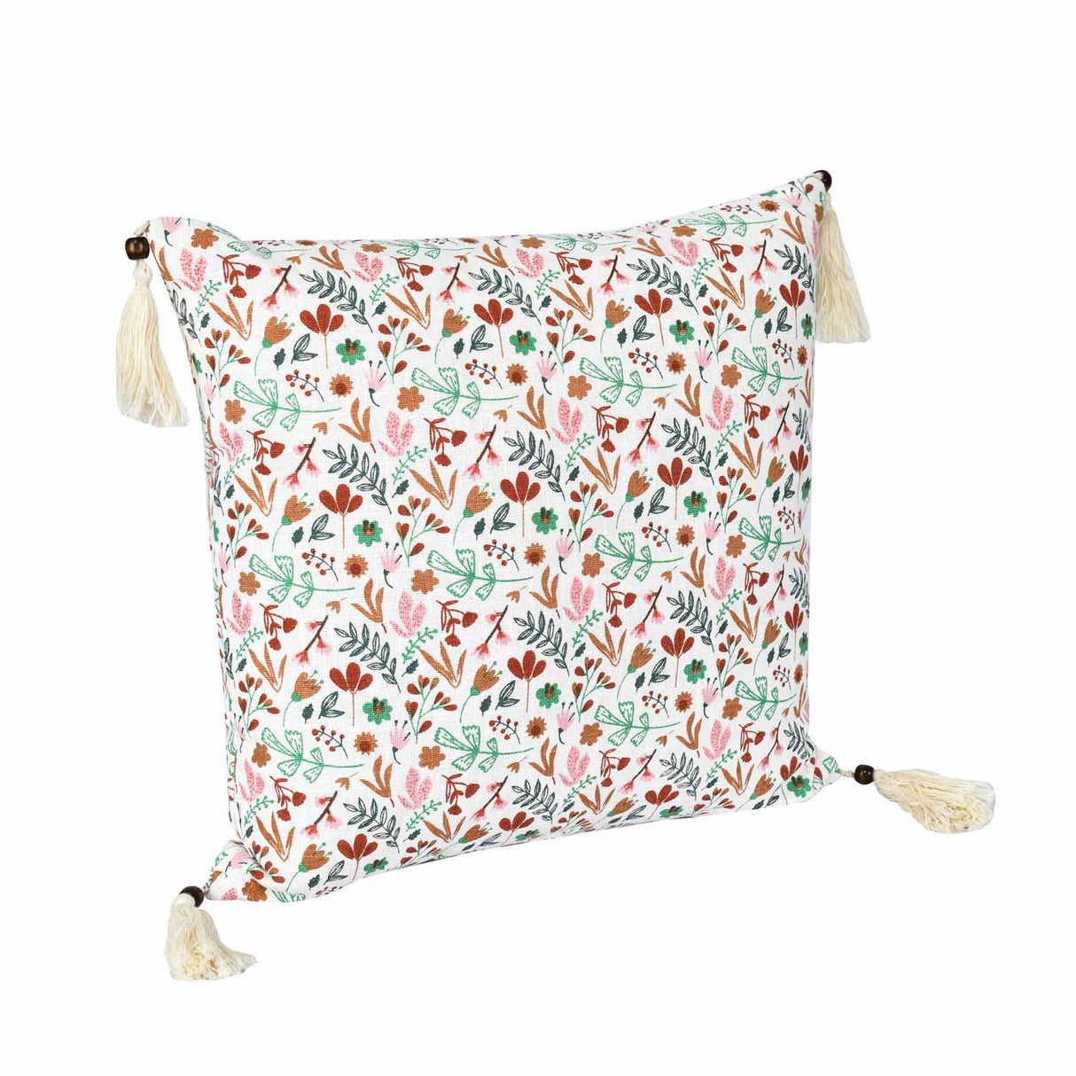 Floral Cotton 16" x 16" Filled Cushion- Multicolor