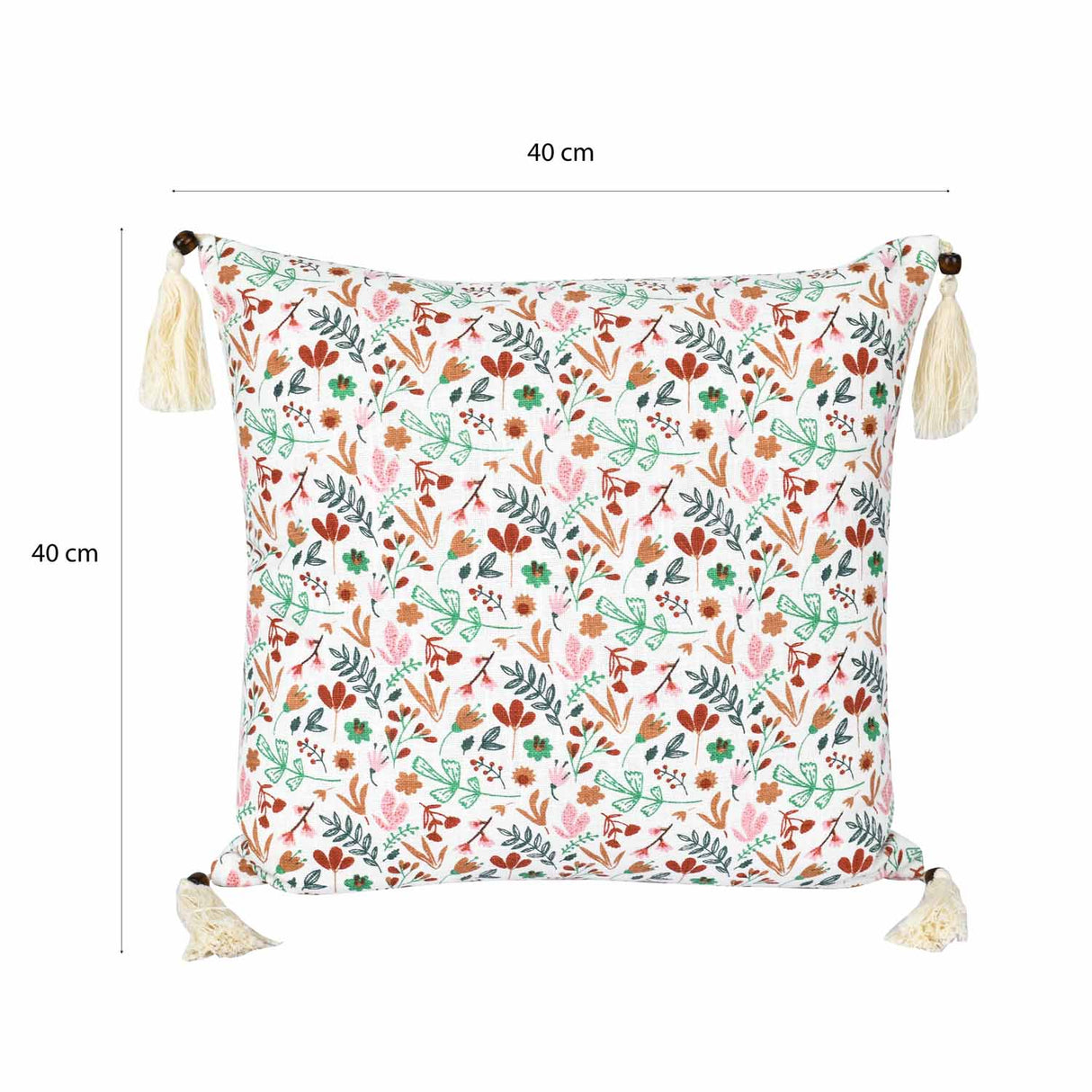 Floral Cotton 16" x 16" Filled Cushion- Multicolor