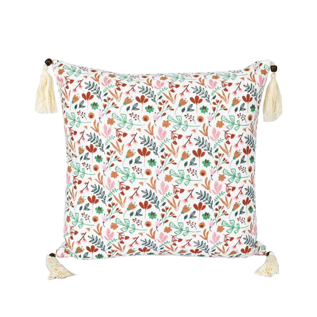 Floral Cotton 16" x 16" Filled Cushion- Multicolor