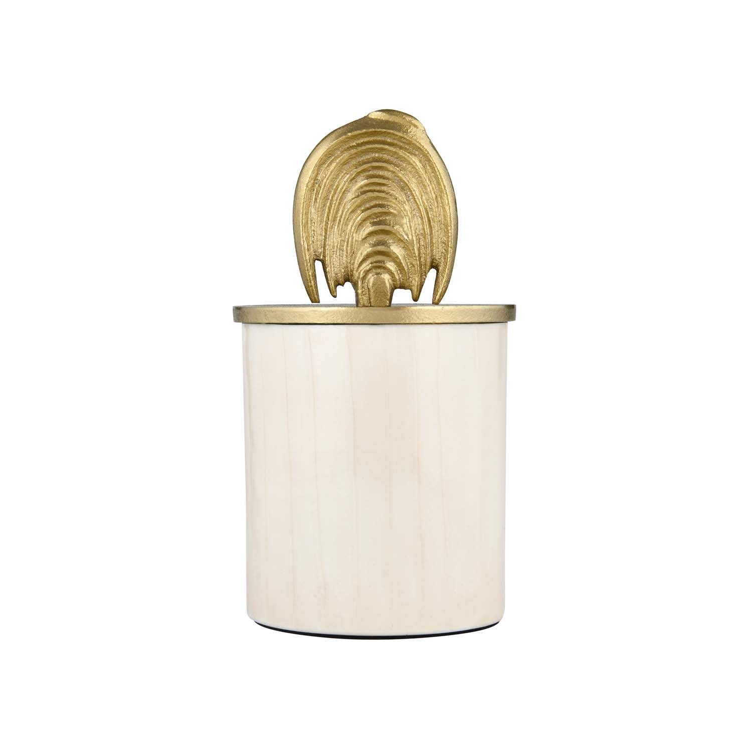 Cannister with Arch Lid Small- Cream and Gold